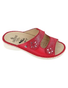 Sabatini Ciabatta Plantare Ideal Doppio Velcro Fiori Rosso