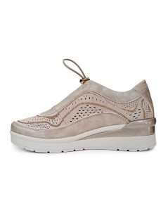 Stonefly Sneakers Traforata Lacci Elastici Dettagli Glitter Beige