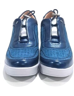 Stonefly Sneakers Traforata Lacci Elastici Dettagli Glitter Blu
