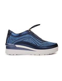 Stonefly Sneakers Traforata Lacci Elastici Dettagli Glitter Blu