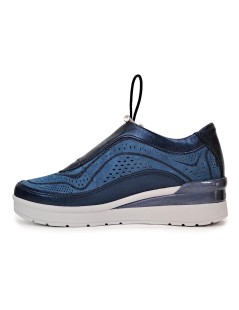 Stonefly Sneakers Traforata Lacci Elastici Dettagli Glitter Blu