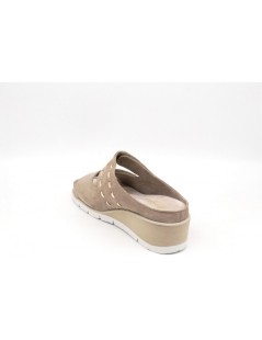 F.lli Tomasi Ciabatta Zeppa Doppio Velcro Dettaglio Laminato Avorio