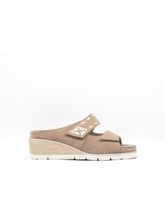 F.lli Tomasi Ciabatta Zeppa Doppio Velcro Dettaglio Laminato Avorio