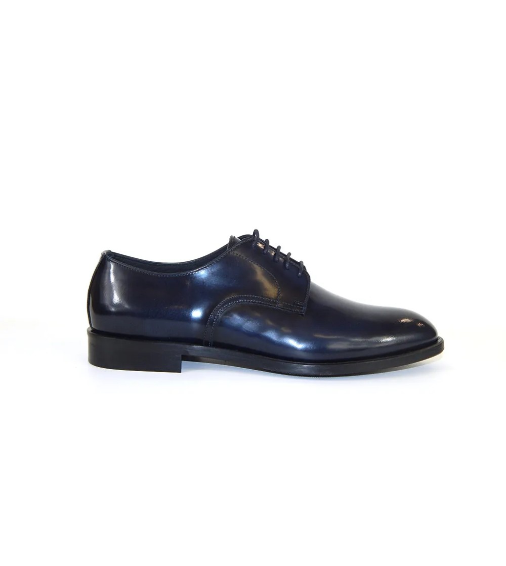 Franco Fedele Stringata Derby Spazzolata Fondo Cuoio Blu