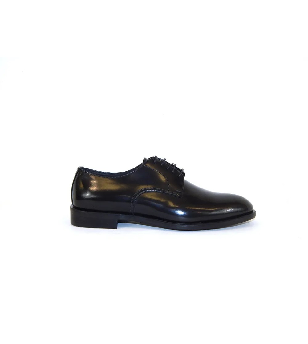 Franco Fedele Stringata Derby Spazzolata Fondo Cuoio Nero