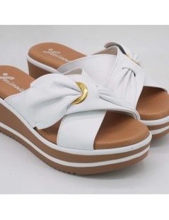 Susimoda Ciabatta Zeppa Media Fasce Incrociata con Anello Bianco