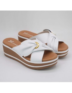 Susimoda Ciabatta Zeppa Media Fasce Incrociata con Anello Bianco