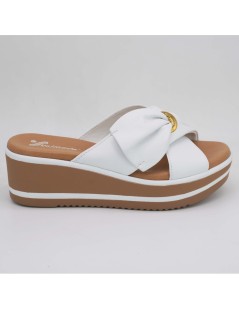 Susimoda Ciabatta Zeppa Media Fasce Incrociata con Anello Bianco