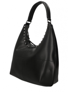 Cult Borsa Spalla Borchie Chiusura Zip Tasca Zip Nero