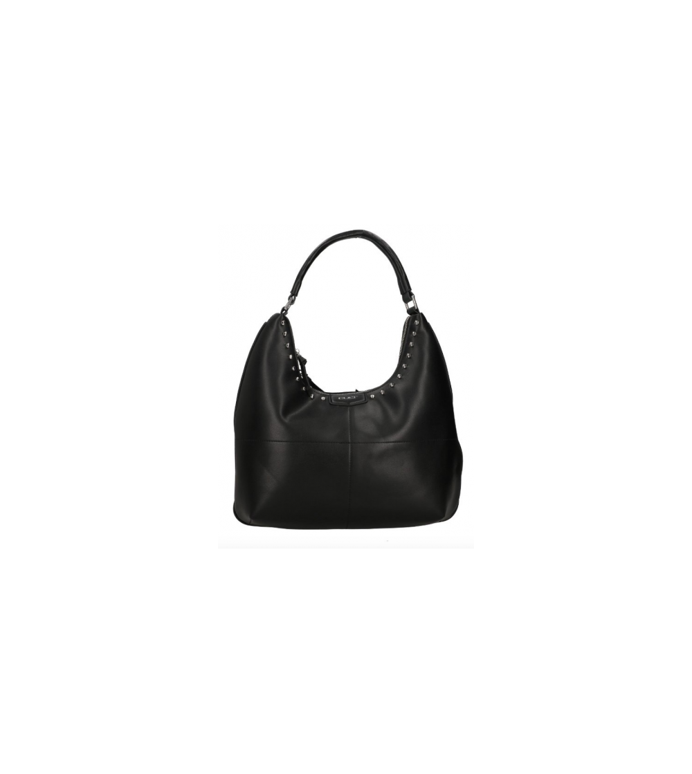 Cult Borsa Spalla Borchie Chiusura Zip Tasca Zip Nero