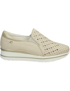 Valleverde Mocassino Slipon Traforato Elastici Zeppa Media Crema