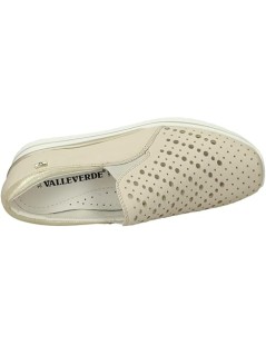 Valleverde Mocassino Slipon Traforato Elastici Zeppa Media Crema