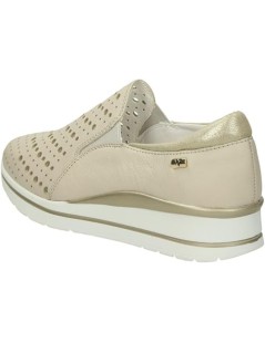 Valleverde Mocassino Slipon Traforato Elastici Zeppa Media Crema