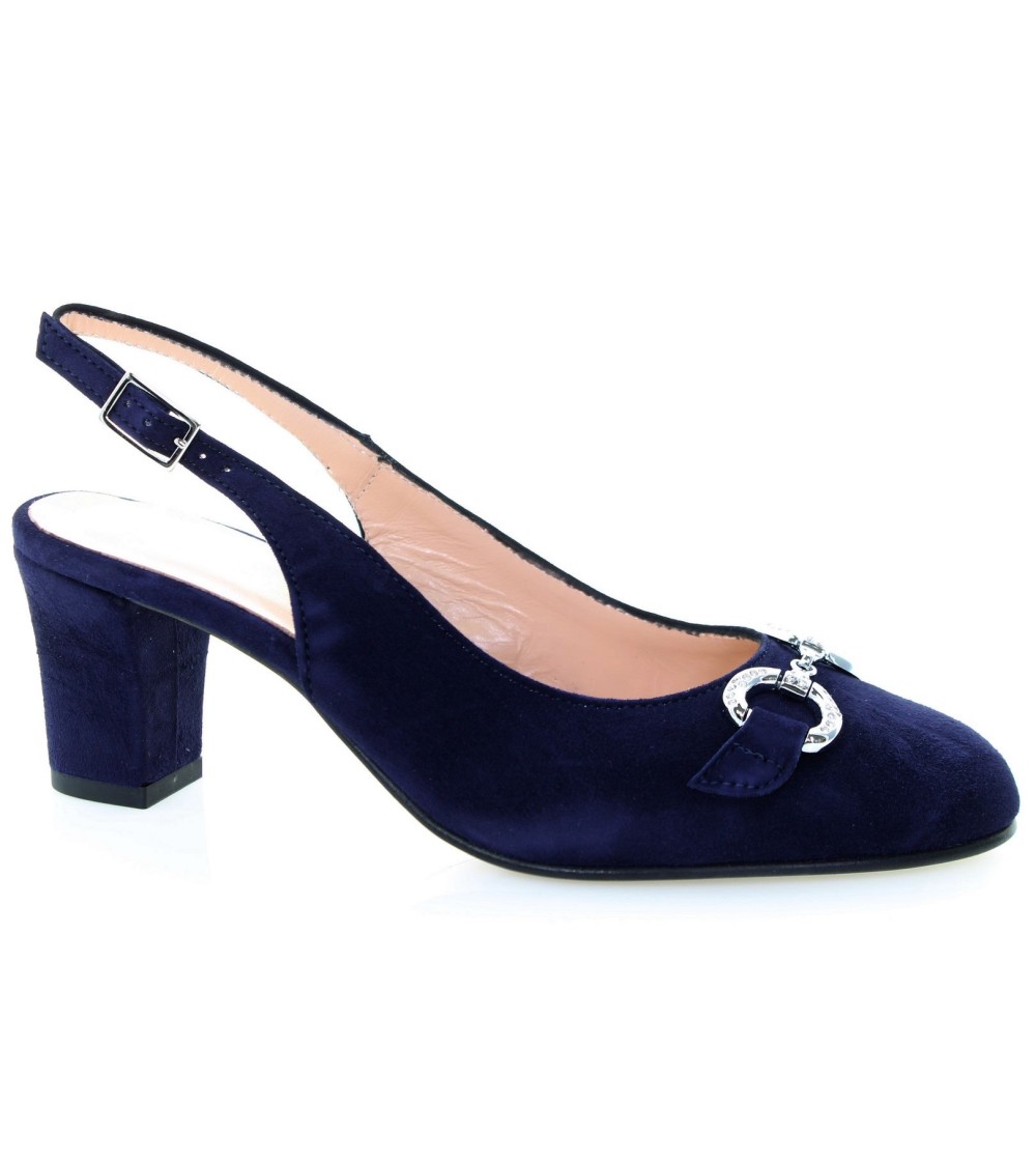 Soffice Sogno Chanel Morsetto Strass Tacco Medio Blu