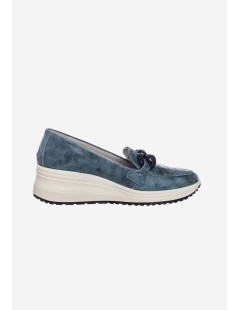 Enval Soft Mocassino Scollato Zeppa Alta Catena Blu