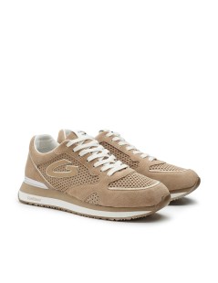 Guardiani Sneakers Uomo Balance Traforata Logo Camoscio Beige