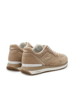 Guardiani Sneakers Uomo Balance Traforata Logo Camoscio Beige