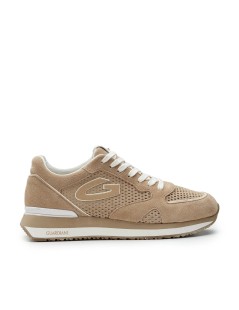 Guardiani Sneakers Uomo Balance Traforata Logo Camoscio Beige