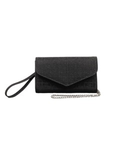 Soffice Sogno Pochette Glitter Patta Calamita Bracciale Catena Nero