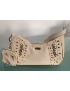 Cult borsa con Borchie e Catene Panna