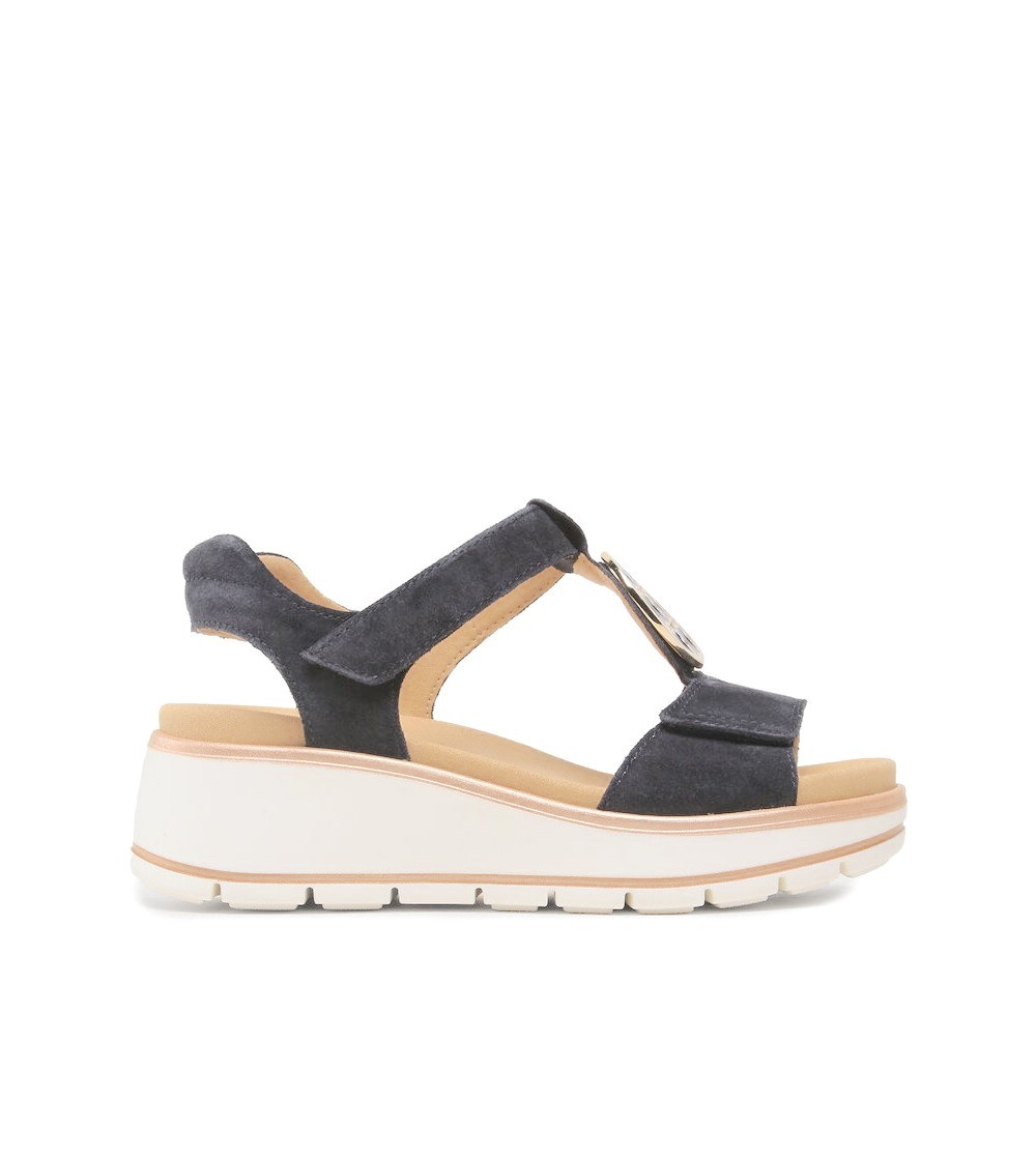 Ara Shoes Kalbvelour  Doppio Velcro con Spilla Suola Estraibile Blu Notte