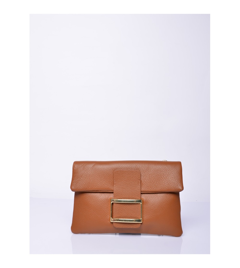 Cinzia Soft Pochette Tracolla Spilla Dorata Cuoio