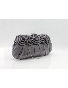 Scheilan Pochette Clip Roselline in Raso Grigio