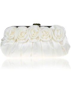Scheilan Pochette Clip Roselline in Raso Bianco