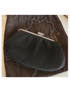 Scheilan Pochette a Mano con Strass e Catena Chiusura Metallica Nero