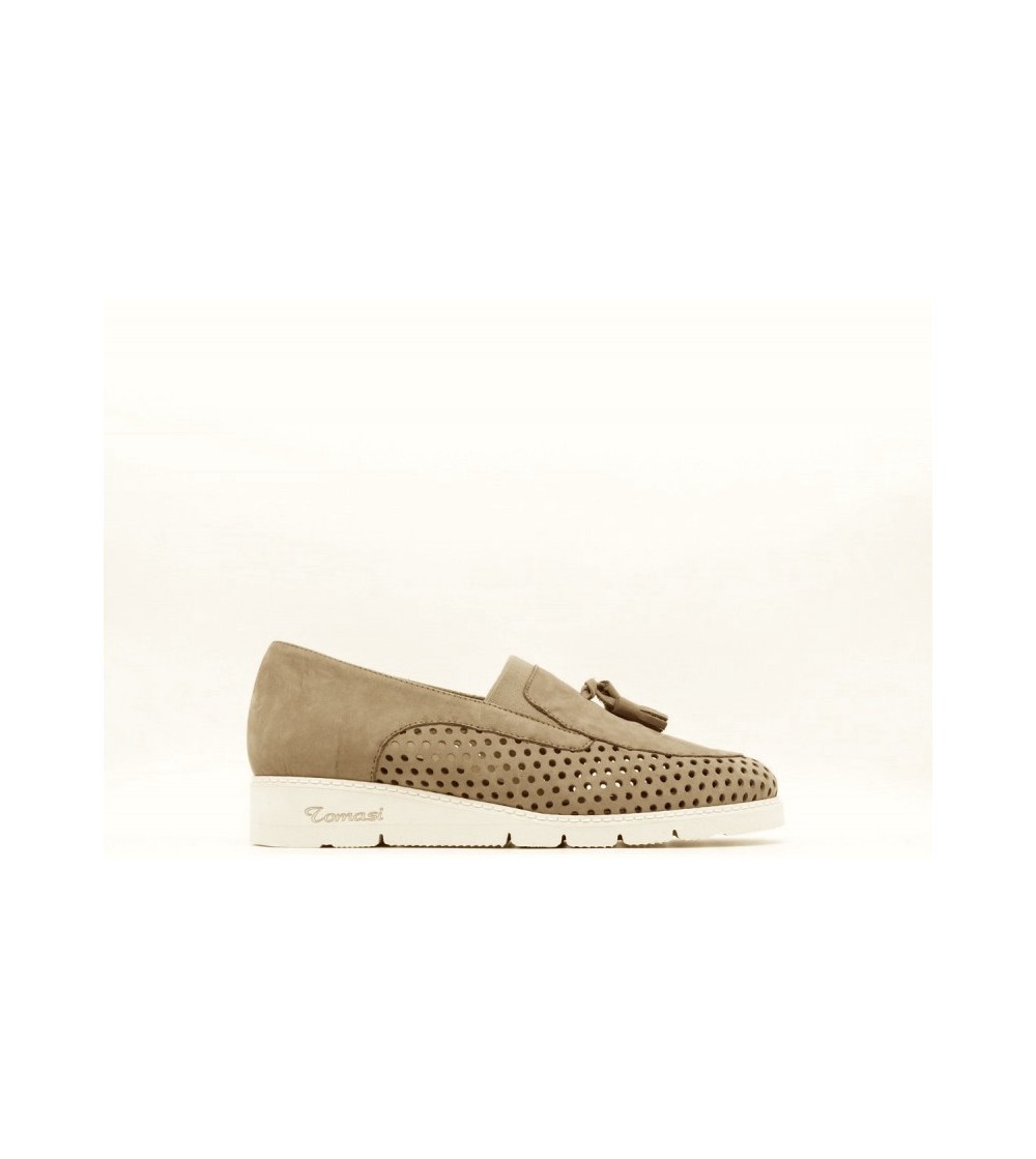 F.lli Tomasi Slipon Mocassino Plantare Estraibile Camoscio Beige
