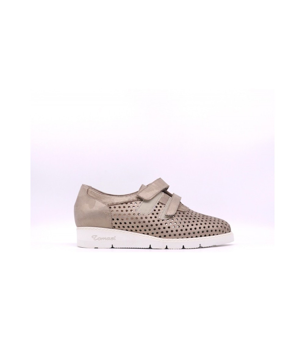 F.lli Tomasi Sneakers Doppio Velcro Plantare Estraibile Taupe