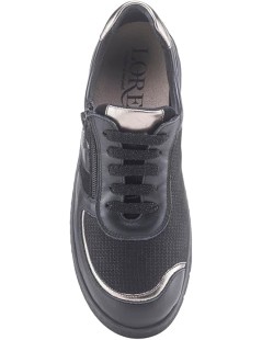 Loren Sneakers Comfort Pelle Tessuto Zip Plantare Estraibile Nero