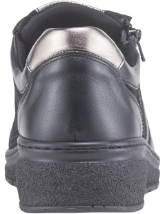 Loren Sneakers Comfort Pelle Tessuto Zip Plantare Estraibile Nero