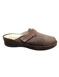 Loren Ciabatta Zeppa Velcro Plantare Estraibile Marrone