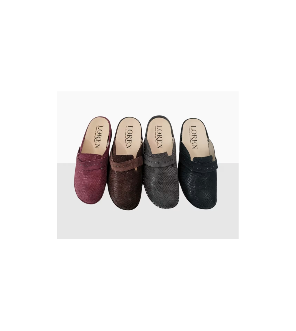 Loren Ciabatta Zeppa Velcro Plantare Estraibile Bordeaux
