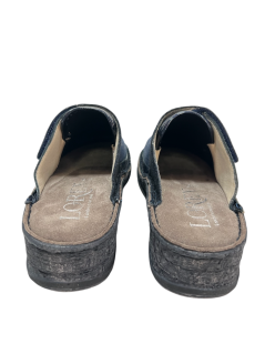 Loren Ciabatta Morbida Elasticizzata Velcro Strass Zeppa Blu