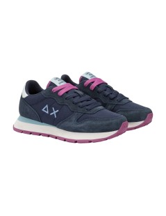 Sun68 Sneakers Fondo Medio Tessuto Logo Laterale Blu