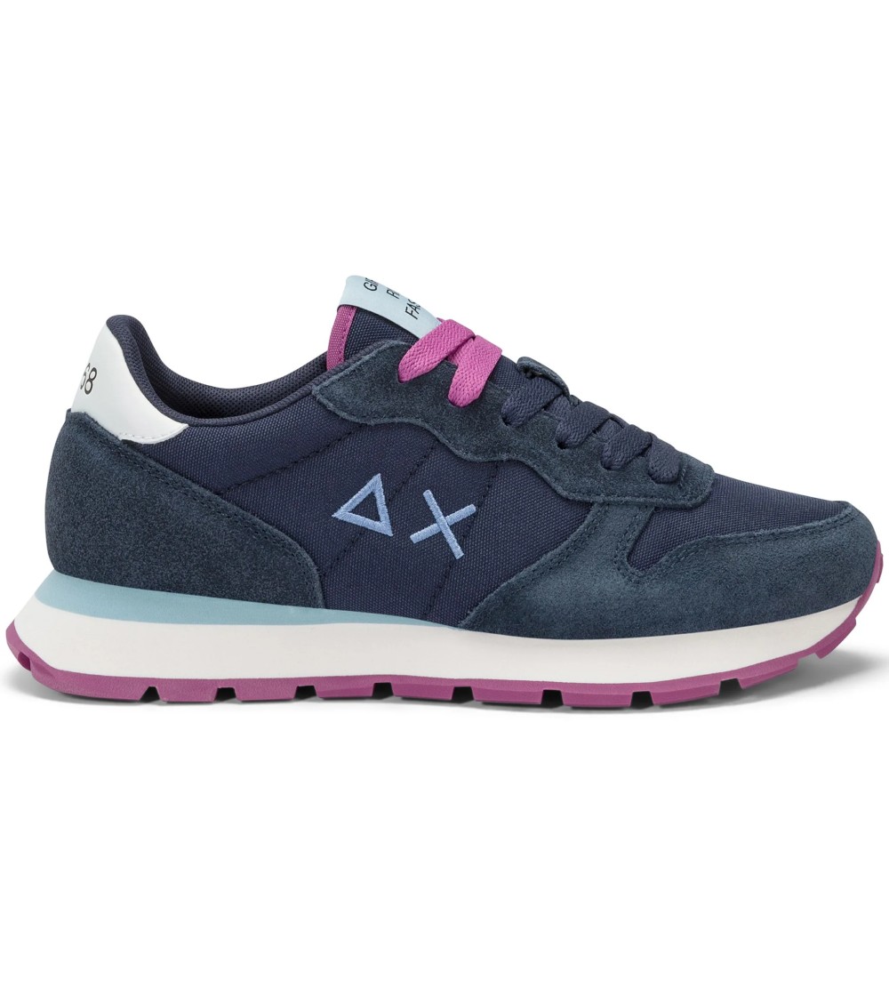 Sun68 Sneakers Fondo Medio Tessuto Logo Laterale Blu