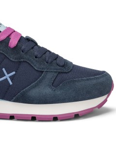 Sun68 Sneakers Fondo Medio Tessuto Logo Laterale Blu
