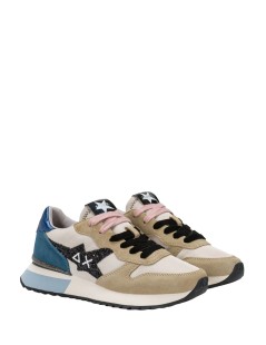 Sun68 Sneakers Logo Glitter Plantare Estraibile Beige Blu