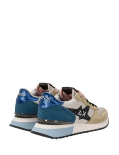 Sun68 Sneakers Logo Glitter Plantare Estraibile Beige Blu