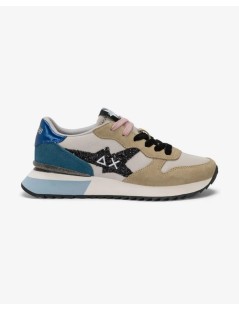 Sun68 Sneakers Logo Glitter Plantare Estraibile Beige Blu