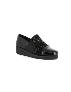 Grunland Mocassino Comfort con Elastico Zeppa Media Punta Naplak Nero