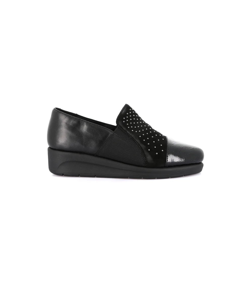 Grunland Mocassino Comfort con Elastico Zeppa Media Punta Naplak Nero