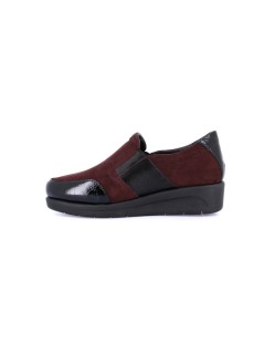 Grunland Slipon Mocassino Confort Elastico Zeppa Dettagli Naplak Bordeaux