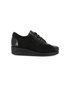 Grunland Sneakers Comfort Zeppa Lacci Zip Dettagli Naplak Nero