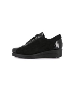 Grunland Sneakers Comfort Zeppa Lacci Zip Dettagli Naplak Nero