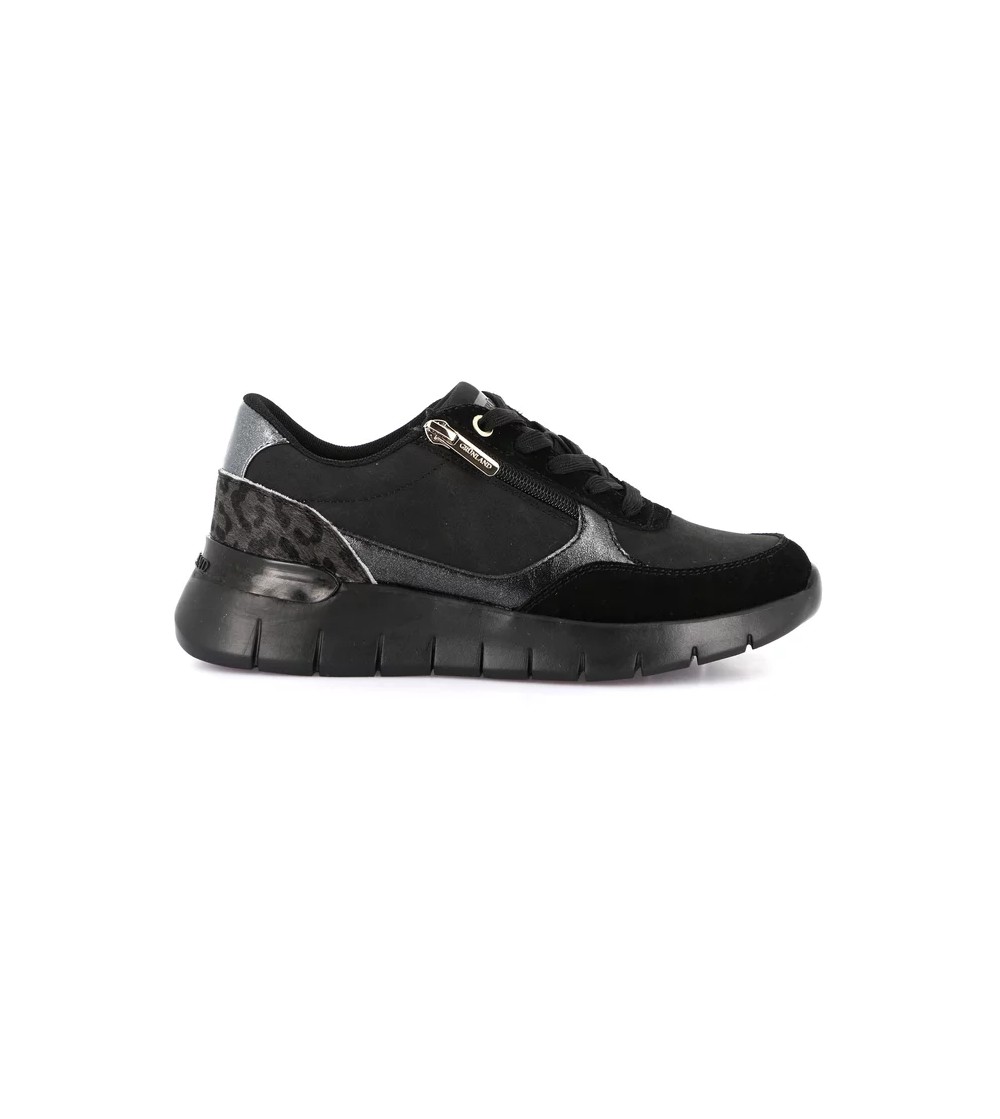 Grunland Sneakers Zeppa Lacci Zip Plantare Estraibile Nero