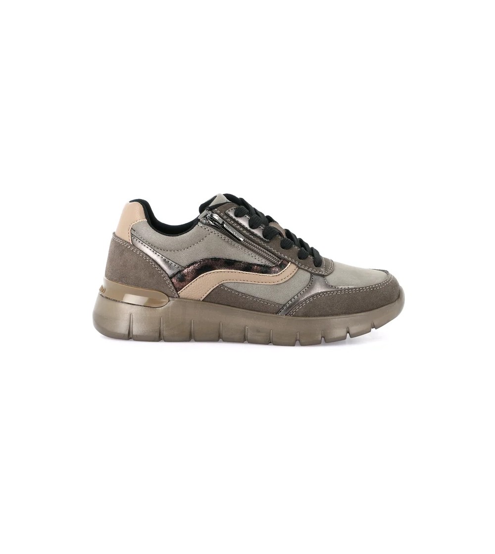 Grunland Sneakers Zeppa Lacci Zip Plantare Estraibile Marrone