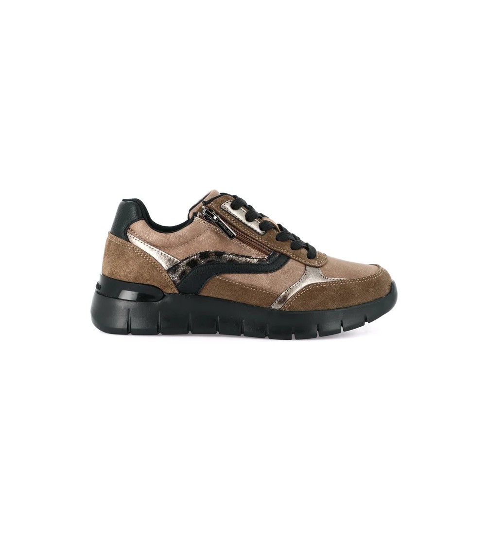 Grunland Sneakers Zeppa Lacci Zip Plantare Estraibile Cuoio